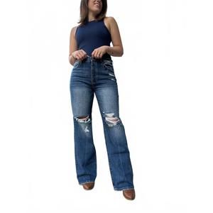 NEW KANCAN ultra high rise distressed nineties flare jeans in blue